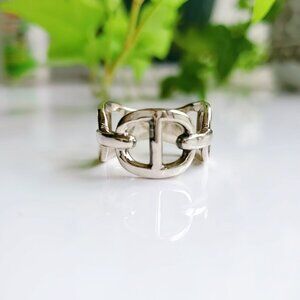 Large Sterling Silver Chain Ring, Sterling Silver Women Ring, Chain Women Ring